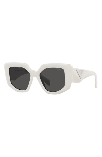 Shop Prada 50mm Geometric Sunglasses In Bone