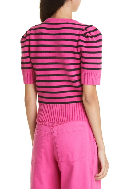 Shop Baum Und Pferdgarten Chambrie Stripe V-neck Sweater In Pink Black Stripe