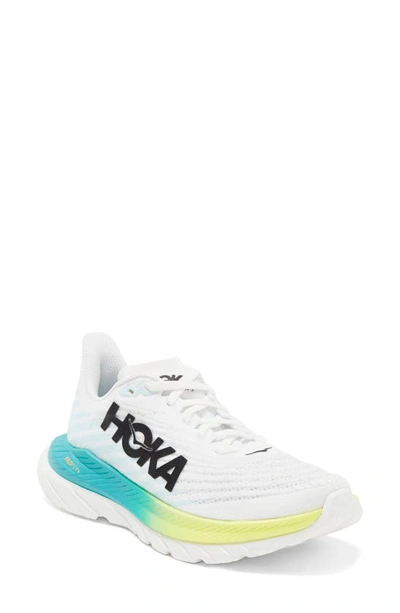 Shop Hoka Mach 5 Running Shoe In White / Blue Glass