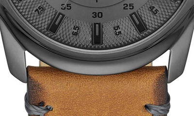 Diesel Men's Master Chief Three-hand Brown Leather Watch 46mm In Gunmetal