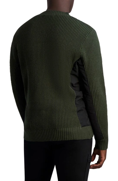 Shop Karl Lagerfeld Crewneck Sweater In Olive