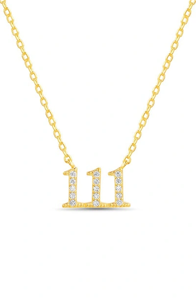 Shop Nes Jewelry Paige Harper Pavé Cubic Zirconia '111' Angel Number Pendant Necklace In Gold