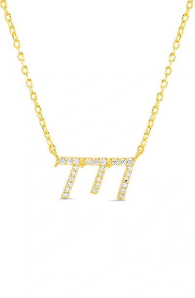 Shop Nes Jewelry Pavé Cubic Zirconia 777 Angel Number Pendant Necklace In Gold