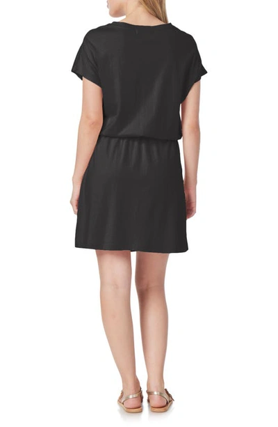 Shop C&c California Barbara Dolman Sleeve Pocket Jersey Dress In Black Night