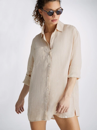Derek Rose Women's Shirt Sicily Linen Sand In Sand