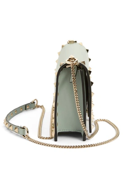 Shop Valentino Rockstud Leather Crossbody Bag In W32 Water Green