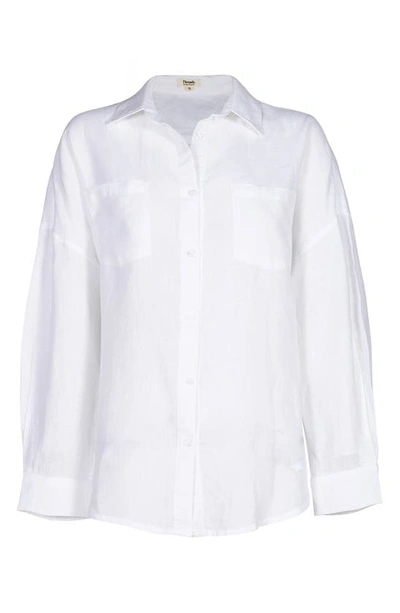 Shop Bed Threads Long Sleeve Linen Button-up Shirt In White