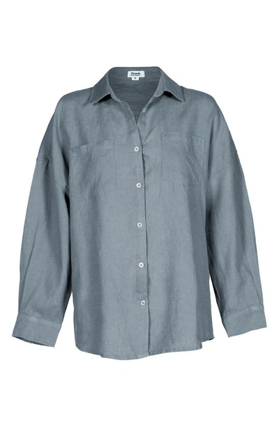 Shop Bed Threads Long Sleeve Linen Button-up Shirt In Mineral