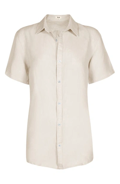 Shop Bed Threads Short Sleeve Linen Button-up Shirt In Oat