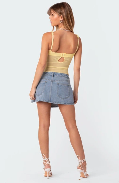 Edikted Mercy Sheer Mesh Bra Top In Yellow