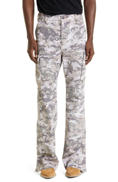 Shop Amiri M65 Camouflage Print Kick Flare Leg Cargo Jeans In Green Camo