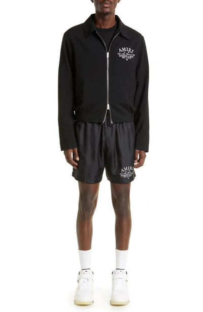 Amiri Crystal Embellished Wolf Zip Up Jacket In Black