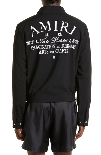 Shop Amiri Arts District Wool Blend Blouson Jacket In Black