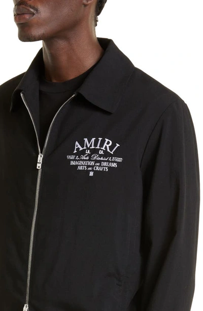 Shop Amiri Arts District Wool Blend Blouson Jacket In Black