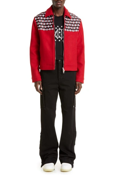 Amiri M65 Distressed Split Hem Kick Flare Leg Cargo Jeans In Black