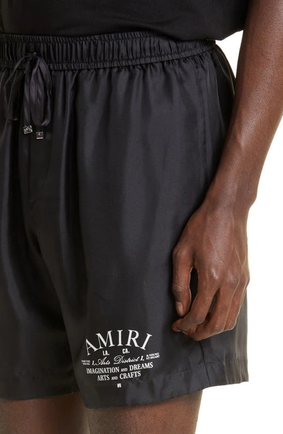 Shop Amiri Arts District Graphic Silk Shorts In Black