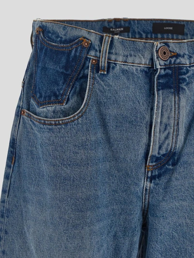 Shop Balmain Jean In Contrast-effect Denim In Bleu Jean/brut