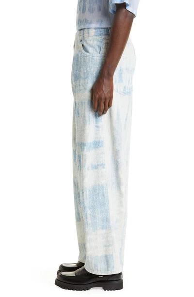 Shop Our Legacy Vast Cut Print Wide Leg Corduroy Pants In Blue Brush Stroke Print
