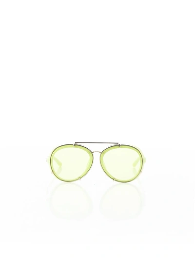 Shop Linda Farrow Round Sunglasses In Green