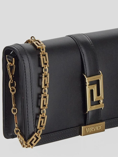 Shop Versace Greca Goddess Mini Bag In Black- Gold