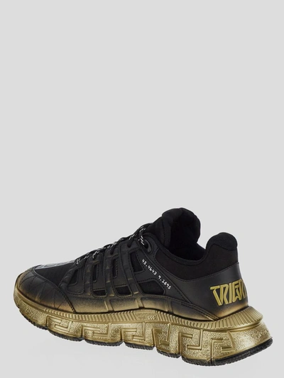 Versace Logo Sneakers In Black+gold
