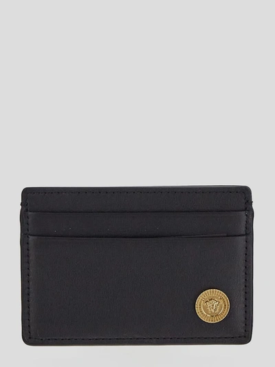 Shop Versace Medusa Biggie Card Holder In Black- Gold