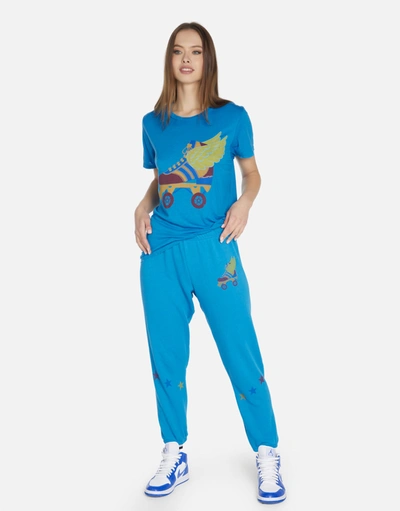 Lauren Moshi Wolf Retro Skate Tee In Mediterranean
