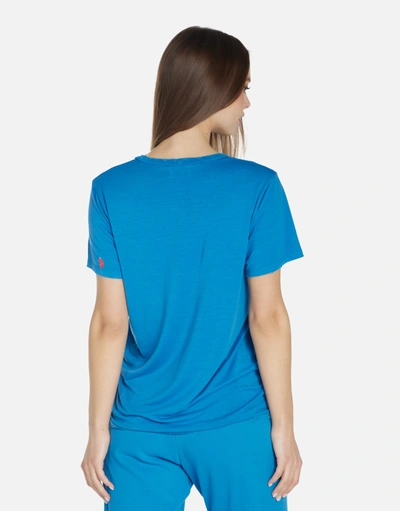 Lauren Moshi Wolf Retro Skate Tee In Mediterranean