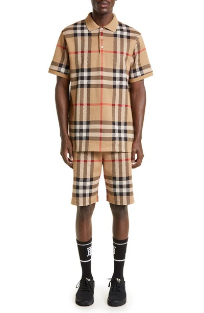 Shop Burberry Ferryfield Check Jacquard Cotton Shorts In Archive Beige Ip Chk