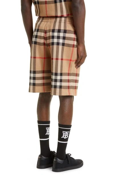 Shop Burberry Ferryfield Check Jacquard Cotton Shorts In Archive Beige Ip Chk