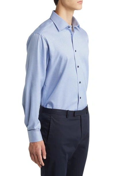 Shop David Donahue Regular Fit Micro Dobby Dress Shirt In Blue