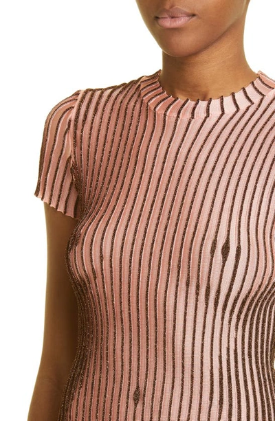 Shop Jean Paul Gaultier Body Morph Trompe L'oeil Rib Sweater In Pink/ Brown