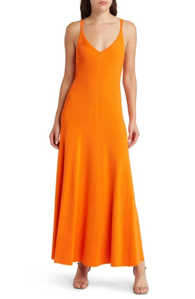 Ted Baker Womens Brt-orange Marrlyy V-neck Sleeveless Ribbed-knit Maxi  Dress | ModeSens