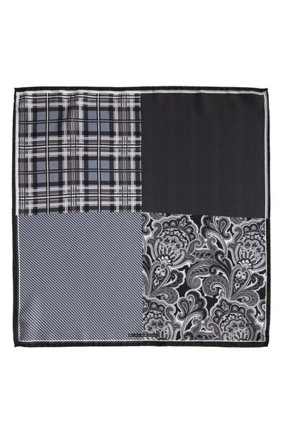 Shop Nordstrom Shop 'three Panel' Silk Pocket Square In Black