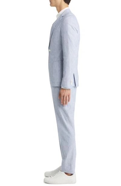 Shop Hugo Boss Hanry Stretch Cotton & Linen Suit In Open Blue
