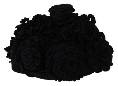Shop Dolce & Gabbana Black Wool Knit Winter Beanie Women's Hat