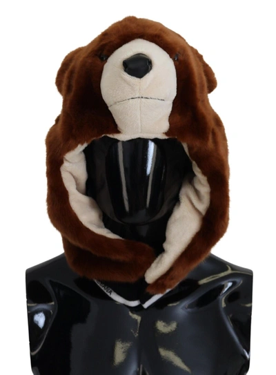 Shop Dolce & Gabbana Brown Bear Fur Whole Head Cap One Size Polyester Men's Hat
