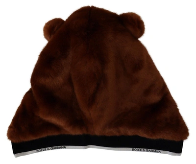 Shop Dolce & Gabbana Brown Bear Fur Whole Head Cap One Size Polyester Men's Hat