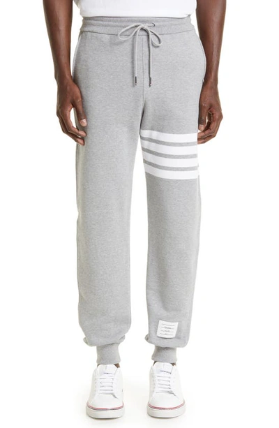 Shop Thom Browne Stripe Jogger Pants In Heather Grey / White