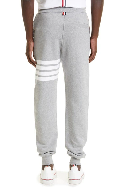 Shop Thom Browne Stripe Jogger Pants In Heather Grey / White