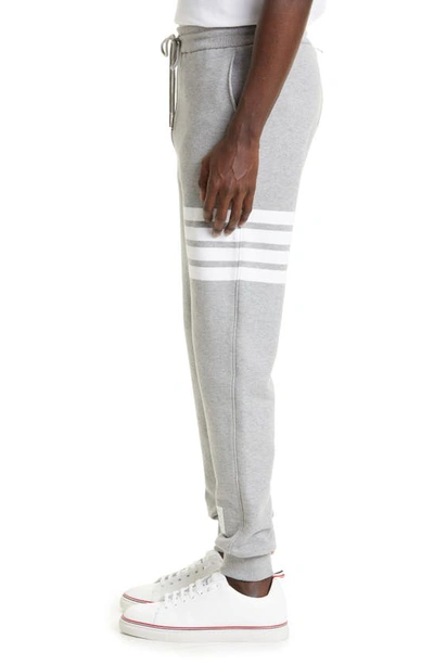 Shop Thom Browne Stripe Jogger Pants In Heather Grey / White
