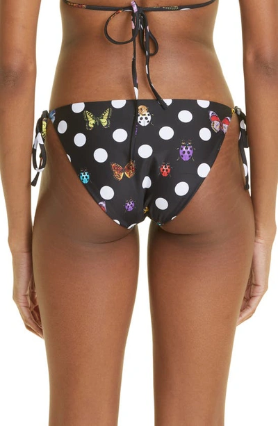 Shop Versace X Dua Lipa Butterfly Print Triangle Bikini Bottoms In 5b020 Black Multicolor