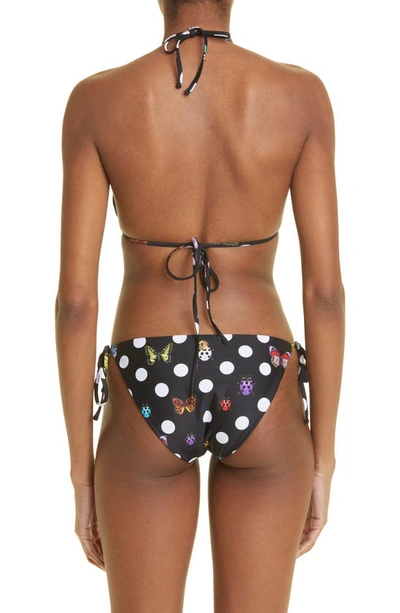 Shop Versace X Dua Lipa Butterfly Print Triangle Bikini Bottoms In 5b020 Black Multicolor