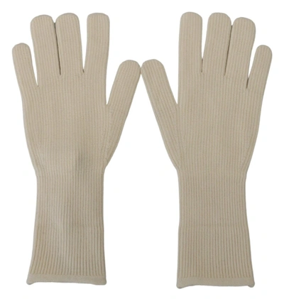 Shop Dolce & Gabbana White Cashmere Knitted Hands Mitten Mens Men's Gloves