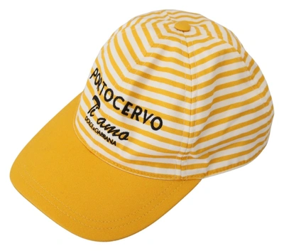 Shop Dolce & Gabbana Yellow White Stripes Portocervo Baseball Women's Hat