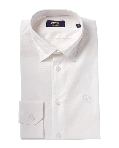 Shop Cavalli Class Textured Slim Fit Dress Shirt In White
