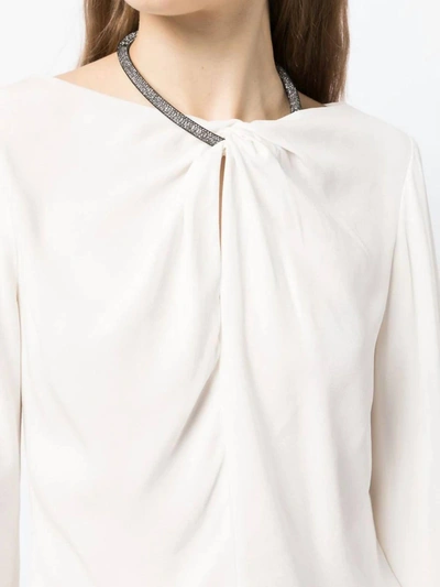 Shop A.l.c Skylar Embellished Neck-strap Blouse In Off White