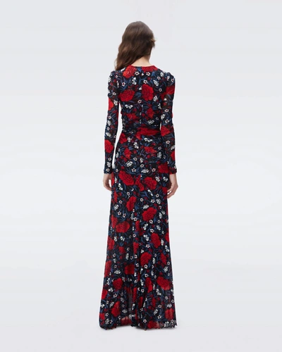 Shop Diane Von Furstenberg Adara Mesh Dress In Passion Floral Med Forb Fruit In Blue