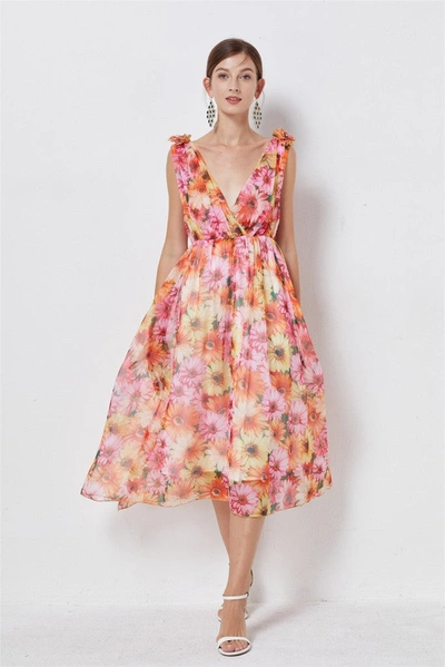 Kaimilan Orange Day A-line V-neck Sleeveless Maxi Dress In Pink | ModeSens