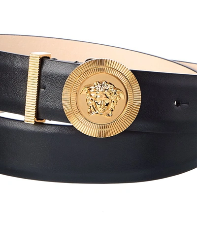 Shop Versace Medusa Biggie Leather Belt In Black